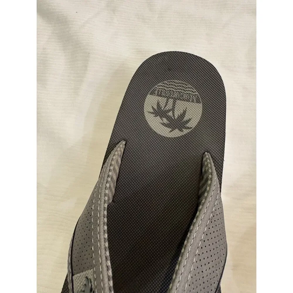 Margaritaville Palm Tree Flip Flops Toe Post Sandals Gray White Mens 8 Beach